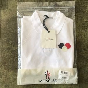 Moncler Men's Polo Shirt White Pique Cotton
